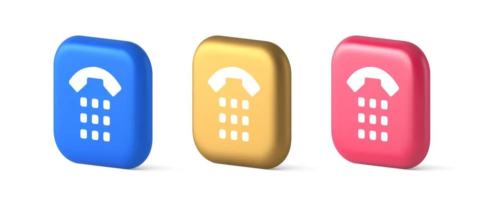 Phone call button application handset mobile contact communication 3d reali.. Stock Illustration