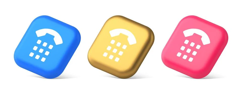 Phone call button application handset mobile contact communication 3d realist Stock Illustration