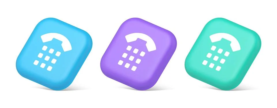 Phone call button application handset mobile contact communication 3d reali.. Stock Illustration