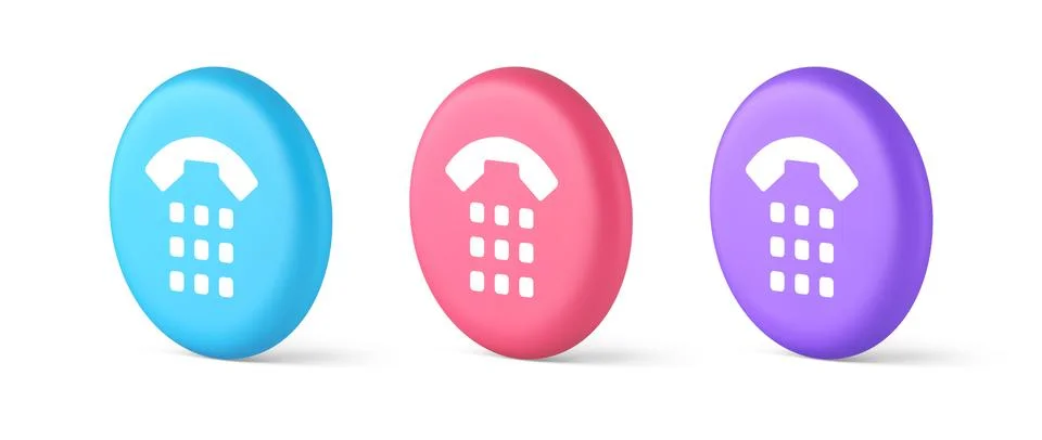 Phone call button application handset mobile contact communication 3d isome.. Stock Illustration