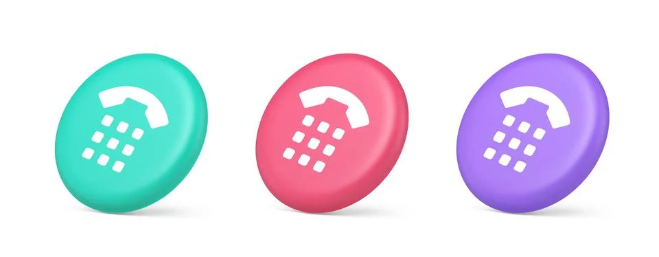 Phone call button application handset mobile contact communication 3d realist Illustrazione stock