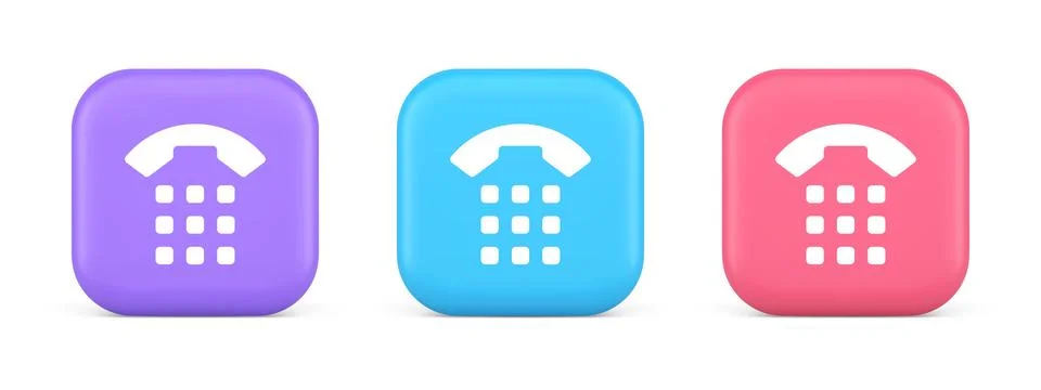 Phone call button application handset mobile contact communication 3d reali.. Stock Illustration