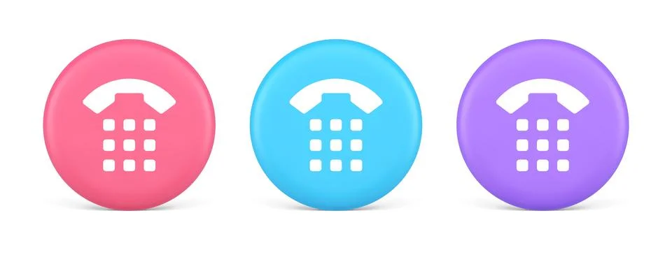 Phone call button application handset mobile contact communication 3d realist Illustrazione stock