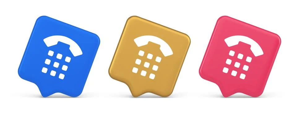 Phone call button application handset mobile contact communication 3d reali.. 库存插图