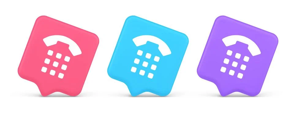 Phone call button application handset mobile contact communication 3d reali.. Stock Illustration