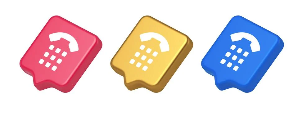 Phone call button application handset mobile contact communication 3d realist Illustrazione stock