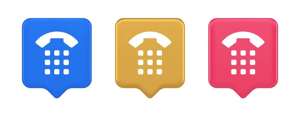 Phone call button application handset mobile contact communication 3d realist Stock Illustration
