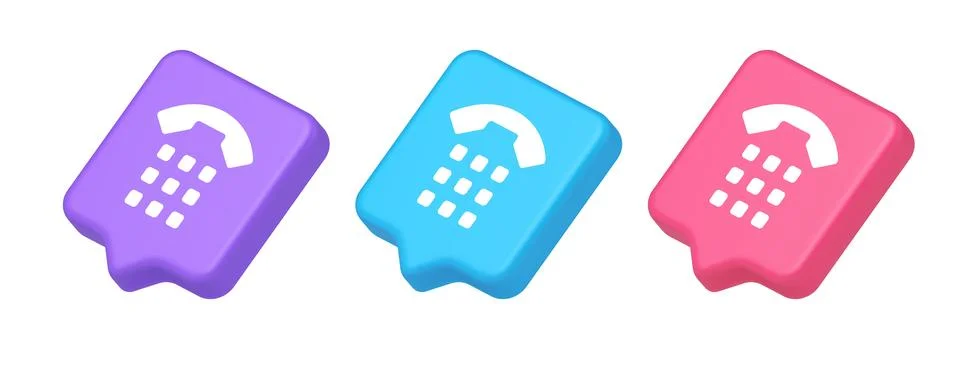 Phone call button application handset mobile contact communication 3d realist イラスト素材