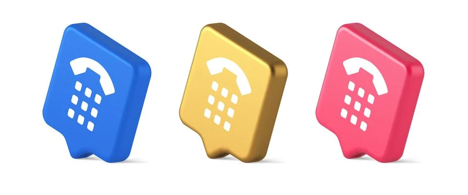Phone call button application handset mobile contact communication 3d reali.. Stock Illustration