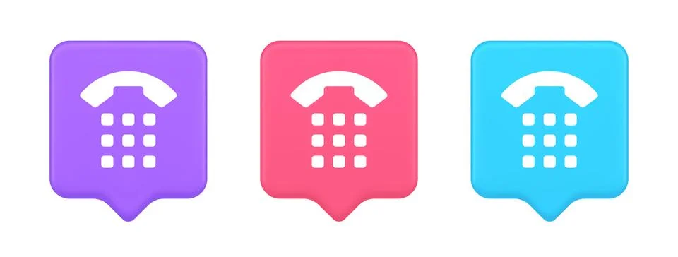 Phone call button application handset mobile contact communication 3d realist 스톡 일러스트