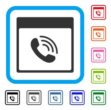 Phone Call Calendar Page Framed Icon Stock Illustration