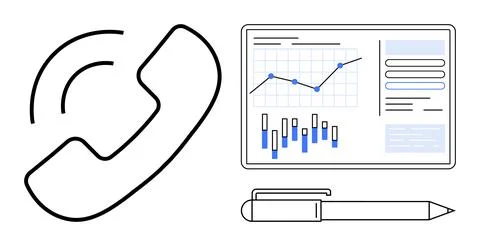 Phone Call Communication with Data Analytics on Screen and Pen 스톡 일러스트