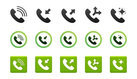 Phone call communication flat and 3D icons set Stock Illustration