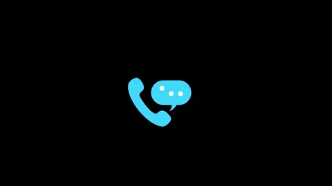 Phone call conversation with chat icon animation isolated on black background Stock Footage 336888782