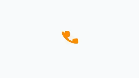 Phone Call flat design icon in orange color on white background seamless loop Stock Footage 342621609