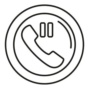 Phone call hold pause button line art Stock Illustration