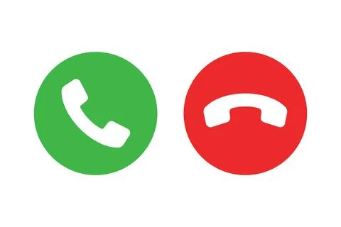 Phone call icon answer, accept and decline call icons with green and red buttons Stock Illustration