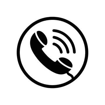 Phone Call Icon in Circle Black Silhouette Vector Stock Illustration