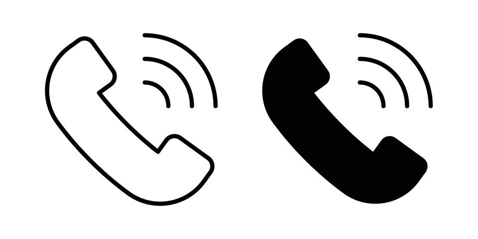 Phone call icon solid, line, and editable vector set. Stock Illustration