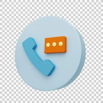 Phone call icon with speech bubble. 3d render. Stock Illustration