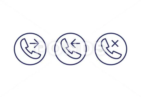 Phone call, incoming, outgoing, missed line icons ~ Clip Art #162891415