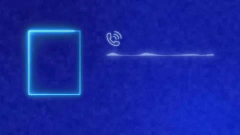 Phone Call Interface Animation, Neon Frame, Audio Waveform, Seamless Loop Stock Footage 330126851