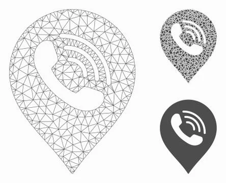 Phone Call Marker Vector Mesh 2D Model and Triangle Mosaic Icon Stock Illustration