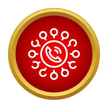 Phone call network connectivity icon on red button Stock Illustration