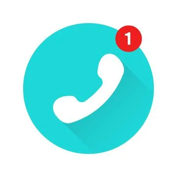 Phone Call Notification Icon With Shadow, Circular Symbol vector Illustration Stock Illustration