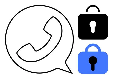 Phone Call Security with Locks Indicating Safe Communication Stock Illustration