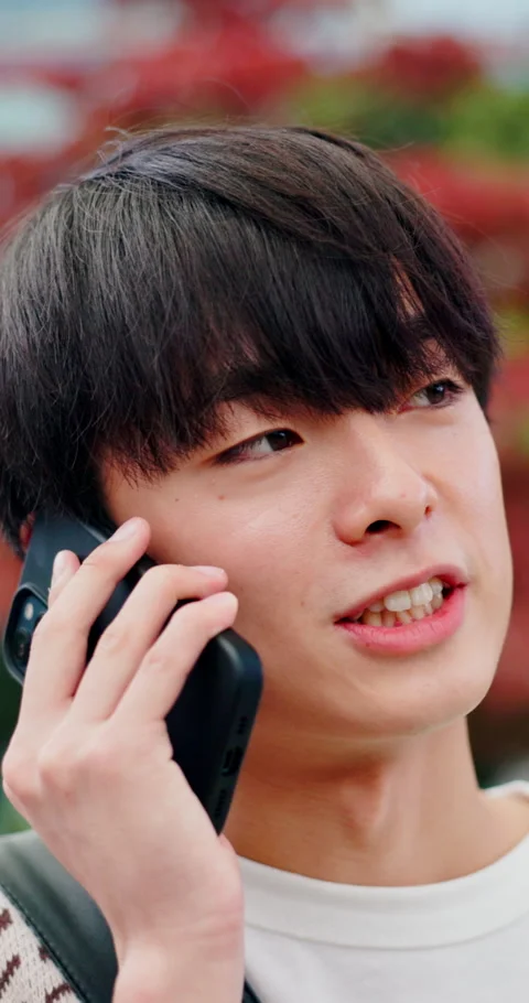 Phone call, smile or college student in city with chat, connection or online Stock Footage 341073448