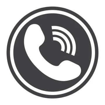 Phone Call solid icon, contact us and website Illustrazione stock
