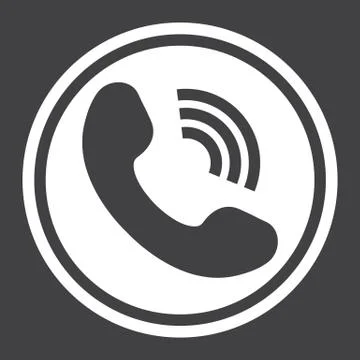 Phone Call solid icon, contact us and website 스톡 일러스트