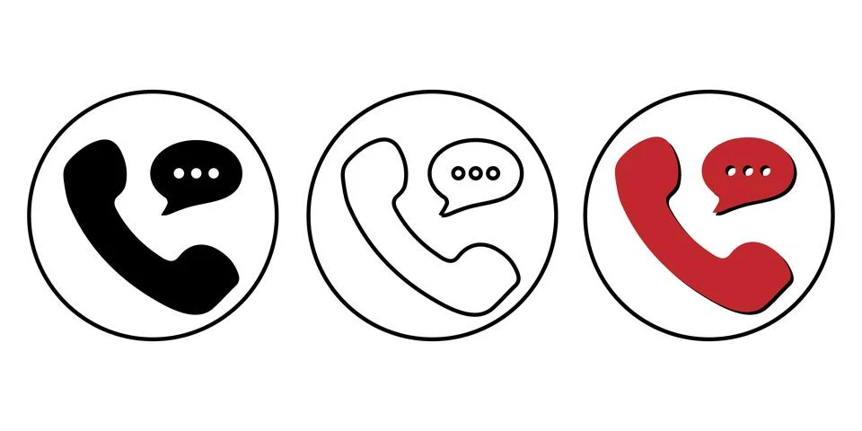 Phone call with speech bubble icon set inside circles isolated on white bac.. Stock Illustration