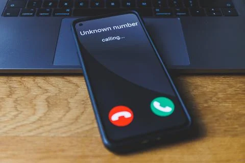 Phone call from unknown number. Stranger call on phone Concept Stock Photos