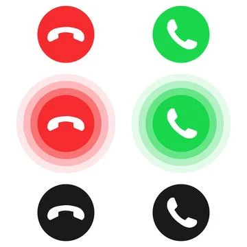 Phone call vector icons set with incoming and outgoing buttons isolated Stock Illustration