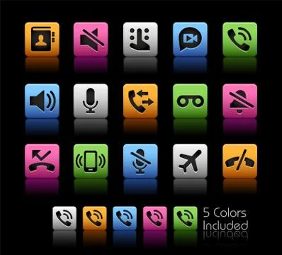 Phone Calls Interface Icons -- ColorBox Series Stock Illustration
