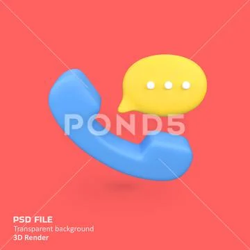 Phone calls with speech bubbles isolated 3d render icon illustration PSD Template