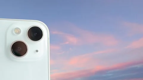 Phone Camera. Close-up of the Camera Against the Time-lapse Sky Background.  Stock Footage 221265981