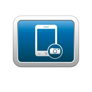 Phone camera icon on blue Stock Illustration