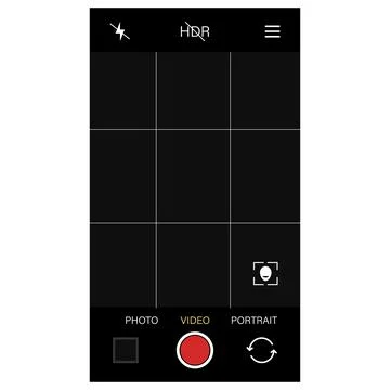 Phone camera viewfinder frame video or photo focus screen vertical template.. Stock Illustration