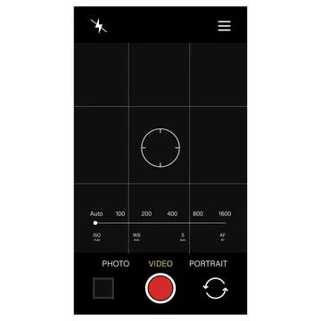 Phone camera viewfinder frame video or photo focus screen vertical template.. Stock Illustration