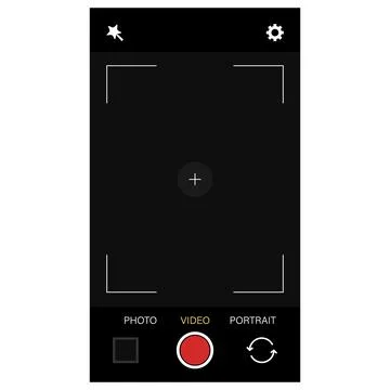 Phone camera viewfinder frame video or photo focus screen vertical template.. Stock Illustration