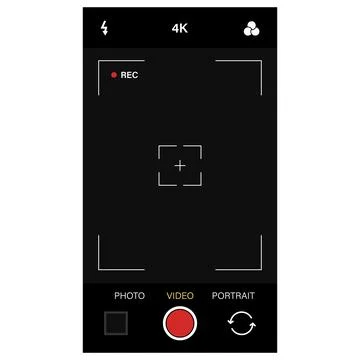 Phone camera viewfinder frame video or photo focus screen vertical template.. Stock Illustration