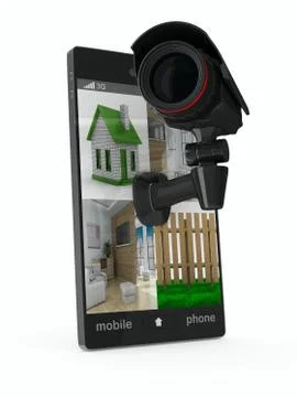 Phone with camera on white background. Isolated 3D image Stock Illustration