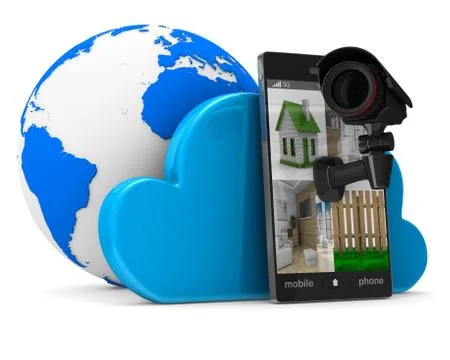 Phone with camera on white background. Isolated 3D image Ilustración de archivo