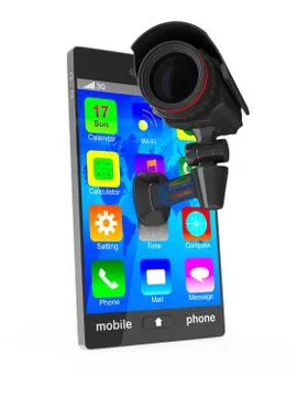 Phone with camera on white background. Isolated 3D image Stock Illustration