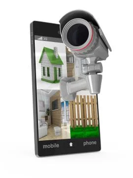Phone with camera on white background. Isolated 3D image Stock Illustration
