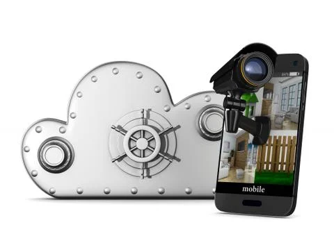 Phone with camera on white background. Isolated 3D illustration 스톡 일러스트