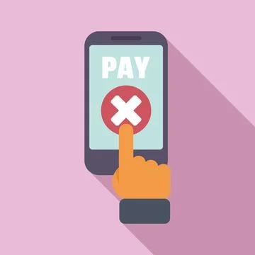 Phone cancel pay icon flat vector. Card error Stock Illustration